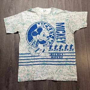Vintage Mickey Mouse Disney 1980s Rare Shirt XL White‎ Single Stitch All Over